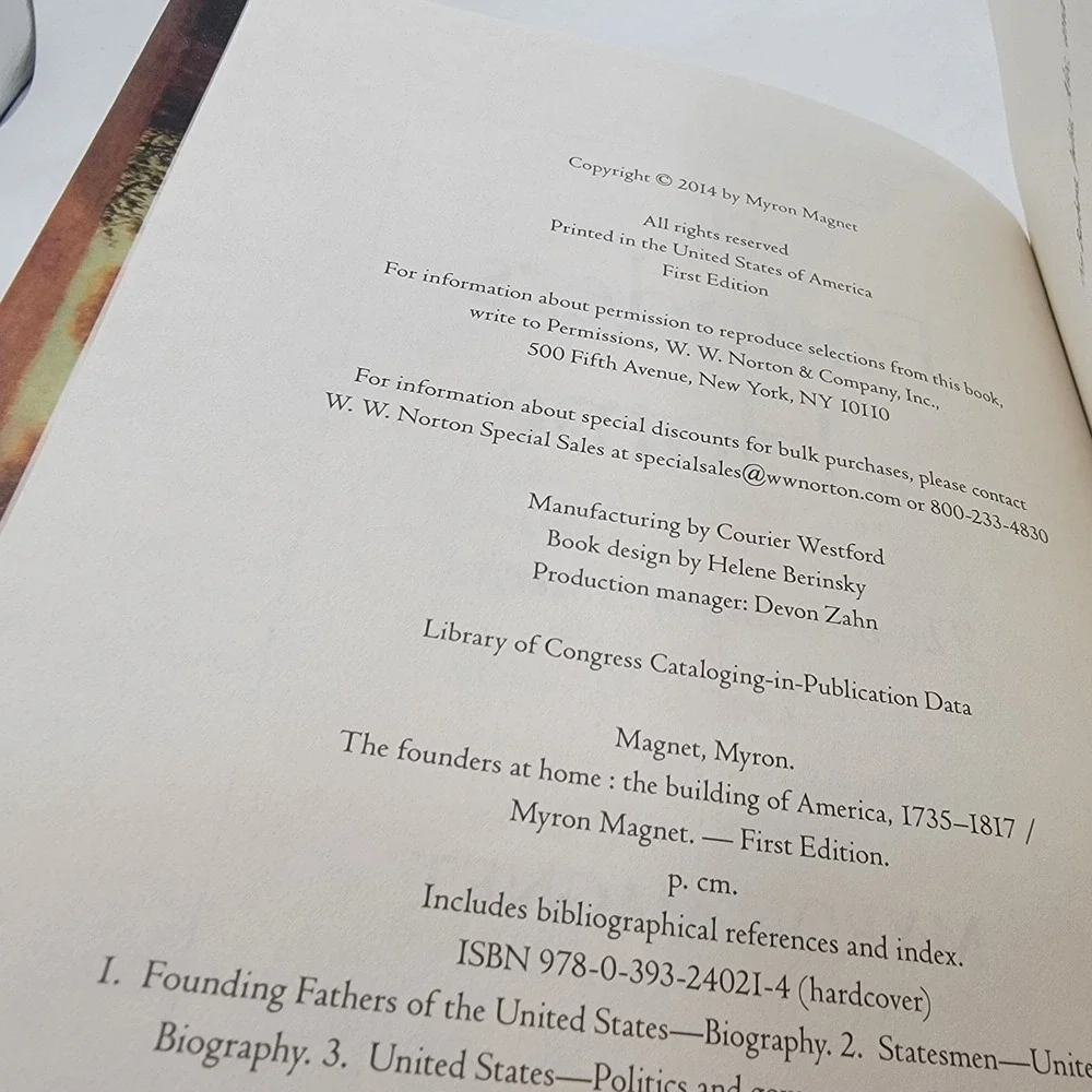Myron‎ Magnet The Founders at Home Hardcover First Edition US History Excellent